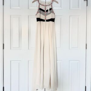 NWT Lucy & Co Tribal Embroidered Chiffon Maxi Dress L